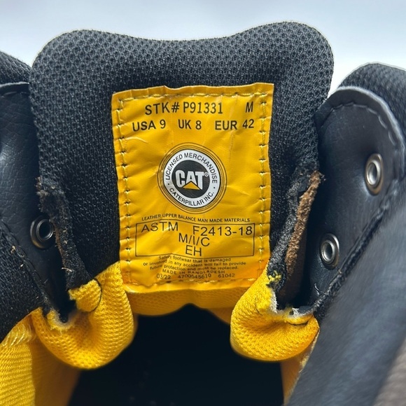 1060- CAT Caterpillar Steel Toe Waterproof Work Boots Men’s Size 9 Brown NWT - Picture 9 of 9